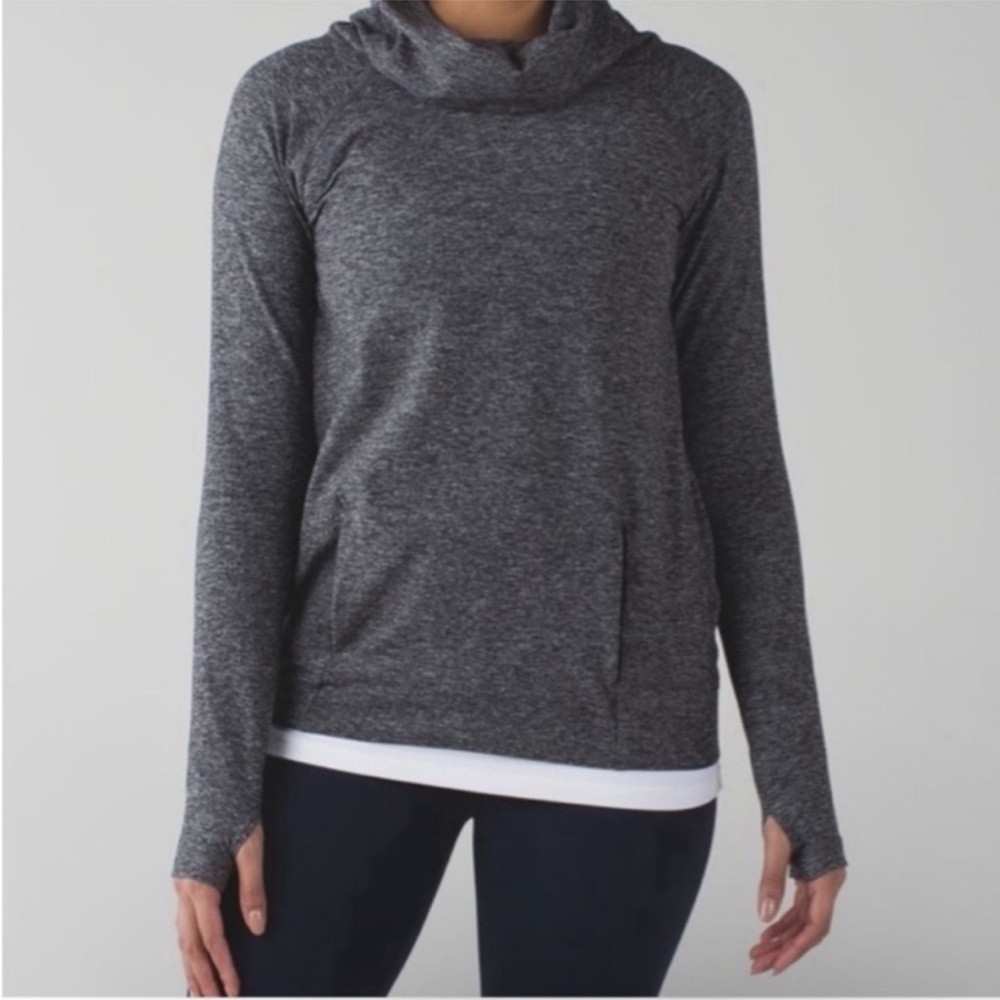 Lululemon Cowl Neck Pullover Women's Size 8 Gray Make A Move Along Stretch Gym